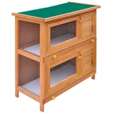 BAZZI Grauer Kaninchenstall und Hasenstall mit 4 Türen, Kleintierhaus und Freigehege aus Holz für Kaninchen und Meerschweinchen, Hasenhaus, Hamsterkäfig, Kaninchengehege, Kleintierkäfig