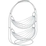 Testrut Obstkorb Metall mit zwei hängenden Drahtkörben  praktischer Fruchtkorb  Abmessungen 37 x 22 x 20 cm silber