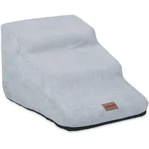 Relaxdays Hundetreppe 3 Stufen, für Hunde & Katzen, HBT: 33 x 41 x 54 cm, weiche Haustiertreppe, Bett und Couch, grau