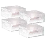 Lunartec Solar-LED-Glasbaustein mit Lichtsensor 4er-Set groß (10x10cm), IP44