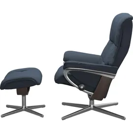Stressless Stressless® »Mayfair« Set, Relaxsessel mit Hocker, mit Hocker, mit Cross Base, Größe S, M & L, Holzakzent Wenge blau