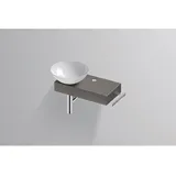 Alape Piccolo Novo Waschplatz, B/H/T 555/400/320, Schalenbecken links, 1 Hahnloch, Konsole mit Handtuchhalter, 5256000084, Farbe: gravel matt