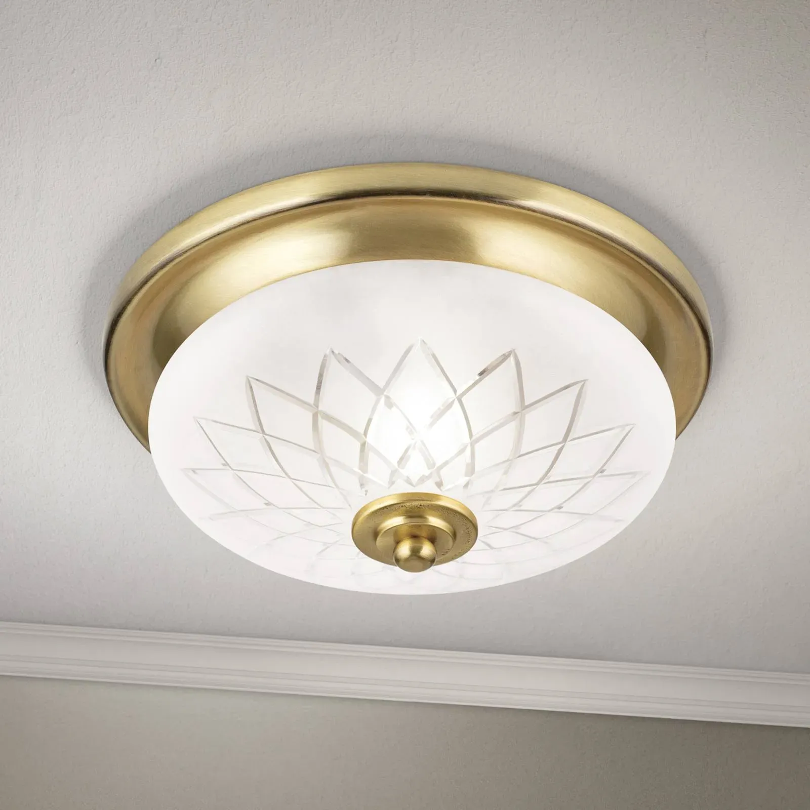 ORION Deckenlampe Porto, dimmbar, bronze / altmessing, für Wohn- / Esszimmer, Glas, Antik, Deckenlampe - 26 cm - 26 cm - 12 cm