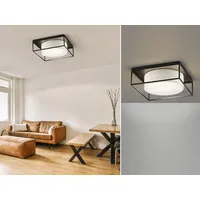 MeineWunschleuchte Deckenleuchte eckig 50x50cm groß - Leinenstoff Lampenschirm Beige