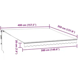 vidaXL Markise Automatisch 400 x 350 cm anthrazit und weiß