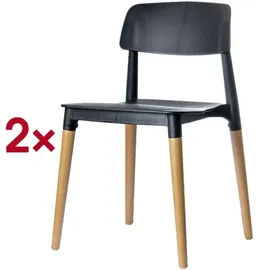 MEET Besucherstuhl Glamwood Kunststoff schwarz 2er Set