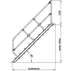 Aluminium-Treppe 45° 15Stufen