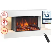 kaminio Elektrokamin Liz Wandkamin Heizung, 3D-Flammeneffekt, Ambilight Weiß