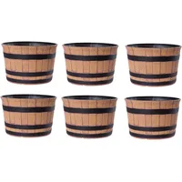 H&D Manufaktur Jinfa 6er-Set Blumenkübel aus Kunststoff in Holzoptik