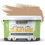 SEEBAUER diy Silikatfarbe Hellbraun 2,5L für Innen (No. 614 Beech Wood) Atmungsaktive Mineralfarbe für Allergiker - Abwaschbare Wandfarbe - Brauntöne hohe Deckkraft