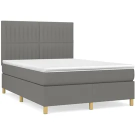 vidaXL Boxspringbett 140 x 200 cm Dunkelgrau