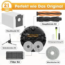 RUKHOOL L40s Pro Ultra Zubehör für Dreame X50 Ultra Complete/ L40s Pro Ultra Ersatzteile 2 Hauptbürsten 4 Stau...