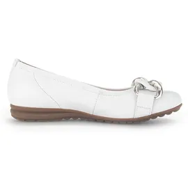 Gabor Ballerina GABOR "FLORENZ", Damen, Gr. 38, weiß, Leder, Schuhe Ballerina, Hochzeitsschuh, Flache Schuhe, Slipper mit eleganter Zierkette