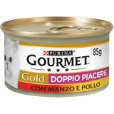 Purina Gourmet Gold Doppeltes Vergnügen feucht Katze Rindfleisch und Huhn, 24 Dosen à 85 g