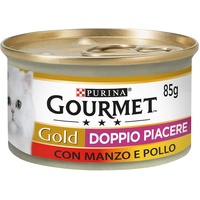 Purina Gourmet Gold Doppeltes Vergnügen feucht Katze Rindfleisch und Huhn, 24 Dosen à 85 g