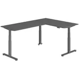 bümö Eckschreibtisch graphit, graphit Holzwerkstoff, Nachbildung, Rechteckig, 160x74x240 cm FSC Mix, Arbeitszimmer, Schreibtische, Eckschreibtische