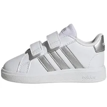 adidas Unisex Baby Grand Court Lifestyle Hook and Loop Shoes, White / Matte Silver / Matte Silver, 26 EU - 26 EU