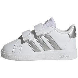 adidas Unisex Baby Grand Court Lifestyle Hook and Loop Shoes, White / Matte Silver / Matte Silver, 26 EU - 26 EU