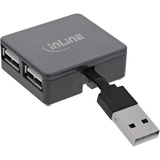 InLine USB 2.0 4-Port Hub, USB-A Stecker auf 4x USB-A Buchse, Kabel 4cm