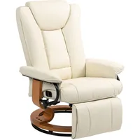 Homcom Relaxsessel Drehbar Fernsehsessel mit Liegefunktion, Fußstütze, Cremeweiß