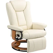 Homcom Relaxsessel Drehbar Fernsehsessel mit Liegefunktion, Fußstütze, Cremeweiß