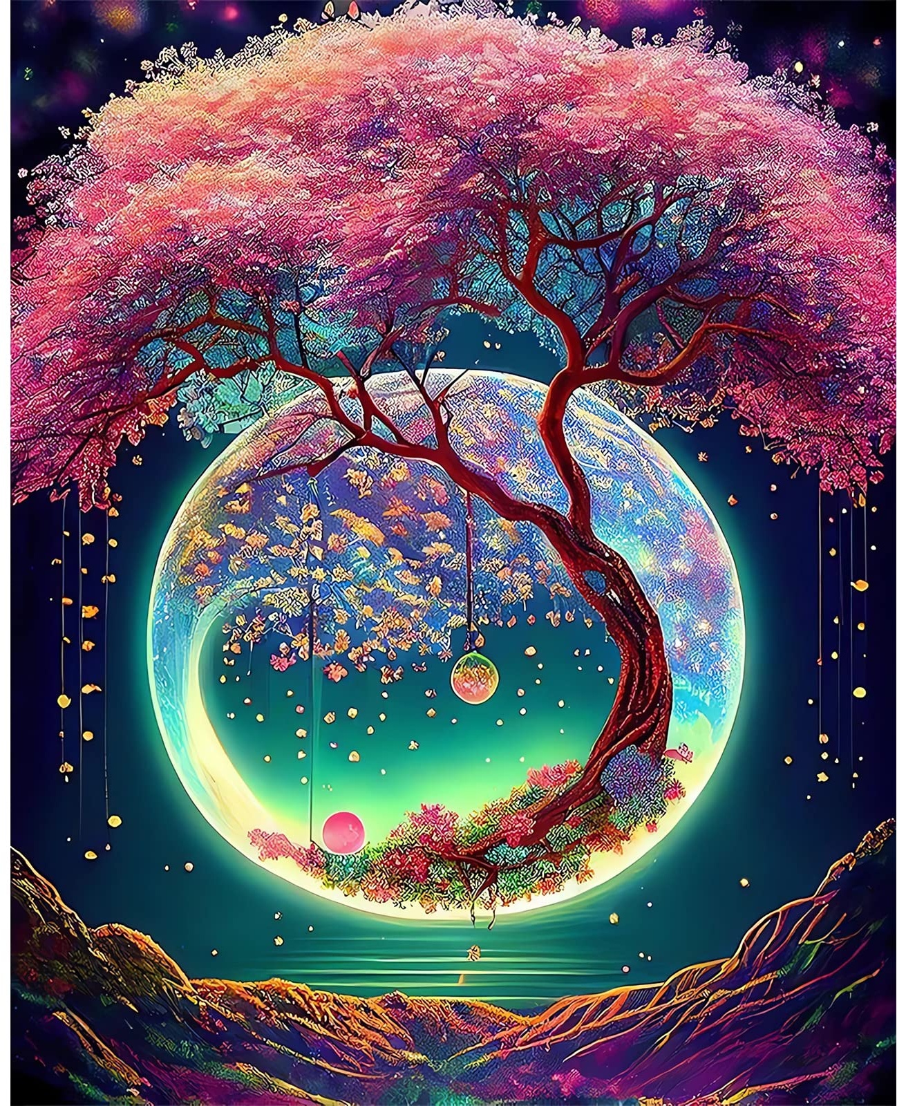 AIRDEA 5D Tree and Moon Diamond Painting Kits for Adults Beginners Round Full Kits DIY Moonlight Diamond Art Kits for Kids Landscape Diamond Painting by Number Kits Gem Painting Art 12x16 inch