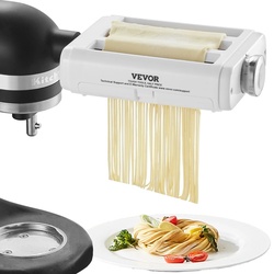 VEVOR 3 in 1 Manuelle Nudelmaschine Edelstahl, Edelstahl Frische Manuell Pasta Walze Maschine Italienische Flachteigmaschine Pastamaker inkl. Reinigungsbürste für Spaghetti, Lasagne, Tagliatelle - Rot