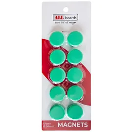 ALLboards Magnet grün, Kunststoff Ø 2,0 x 0,6 cm, 10 St.
