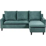 Beliani Ecksofa Blaugrün aus Samtstoff L-Förmig Linksseitig Universal Traditionell Wohnzimmer - Blau/Schwarz