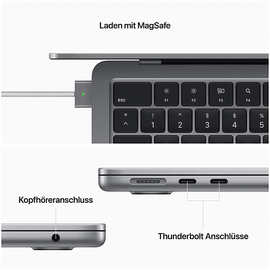 Apple MacBook Air, MLXW3D/A, CTO, Notebook, mit 13,6 Zoll Display, Apple M-Series,M2 Prozessor, 16 GB RAM, 512 SSD, M2, Space Grau, macOS