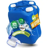 Kosmetex 4X Wasserkanister 10L mit Hahn, Geruchsneutral, 5 Liter Kanister Hahn für Wasser & Lebensmittel, BPA frei, für Outdoor, Camping, Haushalt & Gewerbe | Made in Germany