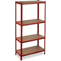 Relaxdays Schwerlastregal Stahl 150x70x30 cm rot 4 Böden