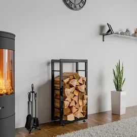 CLP Kaminholzständer Keri V2 Metall 25 x 40 x 80 cm Schwarz