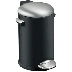 PROREGAL Retro Treteimer mit markanten Griffen und Kugelkappe | 20 Liter, HxØ 48,5x29,2cm | Kunststoff-Inneneimer | Schwarz