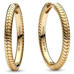 PANDORA Charm-Ohringe 269532C00 | 14 Karat vergoldete Metalllegierung, Schlangengliederkettenmuster, kompatibel mit Pandora Moments Charms