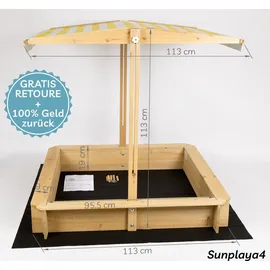 needs&wants® Sandkasten Sunplaya4 113 x 113 x 113 cm mit Abdeckung