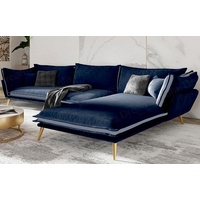 Sofa Dreams Ecksofa Stoff Design Polster Samtsofa Lobos L Form Stoffsofa, Loungesofa blau