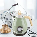 Retro-wasserkocher Mit Holzmaserung – 1,7-liter-wasserkocher Mit Temperaturanzeige Und Anti-verdunstungsschutz