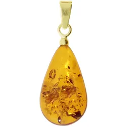 Ketten-Anhänger OSTSEE-SCHMUCK "Ostsee-Schmuck Anhänger", gelb, Schmuckanhänger, Damen, 27 x 11mm, Bernstein, 1.1 g