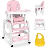 Ricokids Sinco Kinderhochstuhl - Babyhochstuhl Mitwachsender - Multifunktions Hochstuhl 5in1 - Tisch + Babystuhl Regulierbar - Schaukelfunktion - 3-fache Neigungsverstellung der Rückenlehne - (Rosa)