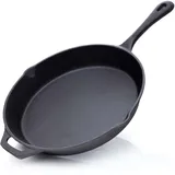 bbq-nerd Grillpfanne Ø 30 cm 3600g mit Ausgießer und Griff - Gusseisenpfanne zum Grillen, Rösten, Anbraten - Antihaft-Pfanne Feuerpfanne - Schwarz
