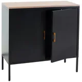 Mendler Kommode HWC-L84, Sideboard Schrank Anrichte, 2 Türen Metall 90x90x40cm, Melamin beschichtet ~ schwarz