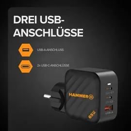 Hammer H Hammer RapidCharge 65-W-Netzteil, 2X USB-C Usb-A, Schnellladung