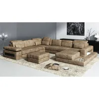 JVmoebel Wohnlandschaft Polsterd Ecksofa U-Form aus Leder - Wohnlandschaft Couch, Made in Europa braun
