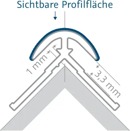 HSK Eckprofil, außen, rund ca. 23 × 23 x 2550 mm, Alu silber-matt, 930001-1 930001-1