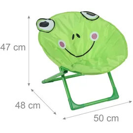 Relaxdays Moonchair Kinder, Frosch, faltbar, HxBxT: 47 x 50 x 48 cm, Kinderstuhl draußen & drinnen, Kindersessel, grün