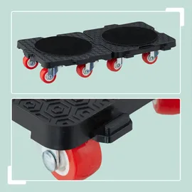 Relaxdays Möbelheber und Möbelroller Set, Transportrollen Möbel, bis 300 kg, 4 Aufsätze, Möbelverschieber, schwarz/rot
