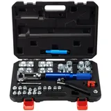 Vevor 72485-PRC Hydraulisches Bremsleitung Bördelgerät 30-teilig Bördelwerkzeug Hydraulic flaring tool mit 45° Bördelkegel / 16 Matrizen & Adaptern für 3/16"-1/2" Kupferrohr