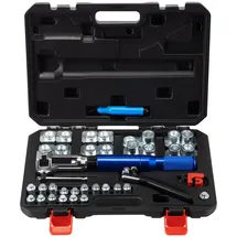 Vevor 72485-PRC Hydraulisches Bremsleitung Bördelgerät 30-teilig Bördelwerkzeug Hydraulic flaring tool mit 45° Bördelkegel / 16 Matrizen & Adaptern für 3/16"-1/2" Kupferrohr