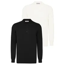 Felix Hardy Polokragenpullover FELIX HARDY "Pullover mit Polo-Kragen 2er-Pack", Herren, Gr. XL, ecru, schwarz, 100% Baumwolle, Pullover